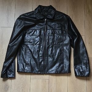 DANIER Mens Leather Moto Jacket Sz S
